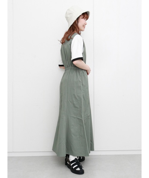 ehka sopo(エヘカソポ)の「ウエスト切替Vネックジャンスカ(ワンピース・レディース・イエロー/グリーン/ネイビー・フリ-)」の5枚目の写真