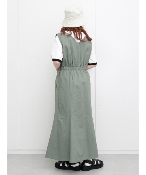 ehka sopo(エヘカソポ)の「ウエスト切替Vネックジャンスカ(ワンピース・レディース・イエロー/グリーン/ネイビー・フリ-)」の6枚目の写真