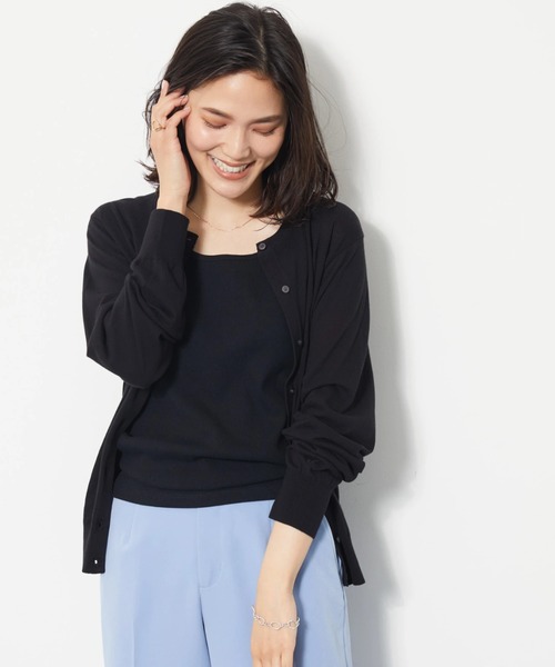 AMERICAN HOLIC(アメリカンホリック)の「UVカット加工クルーネックニットカーディガン(カーディガン/ボレロ・レディース・ブラック/ブルー/グリーン/アイボリー・M/L)」の1枚目の写真