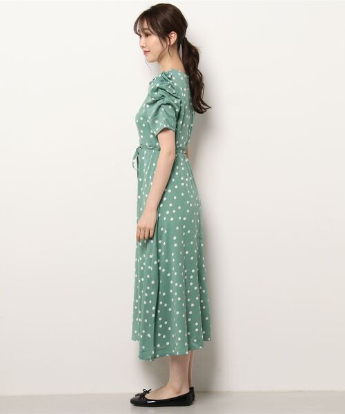 clear（クリア）の「ドット柄ギャザースリーブワンピース（ワンピース