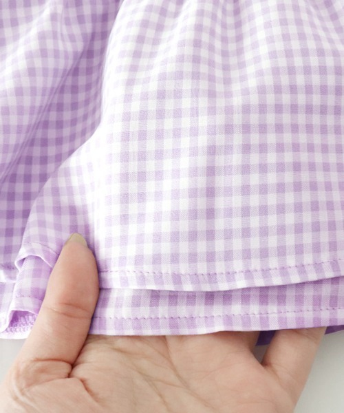 kidsギンガムドッキングフレンチテレコカットソー