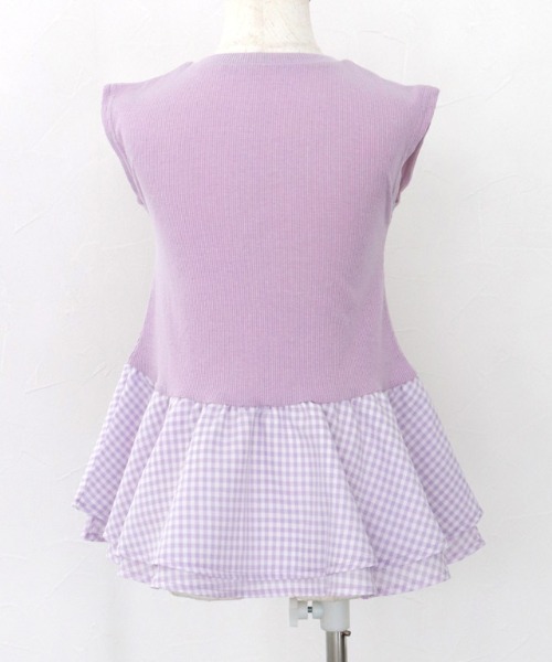 kidsギンガムドッキングフレンチテレコカットソー