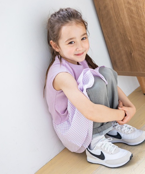 kidsギンガムドッキングフレンチテレコカットソー