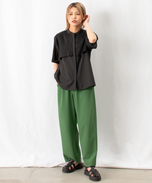 RODEO(ロデオ)の「RODEO ロデオ シアードッキングスタンドブラウス(シャツ/ブラウス・レディース・ブラック/オフホワイト/サックスブルー・FREE)」の7枚目の写真