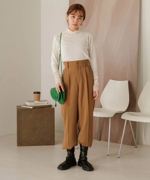 Bab（バブ）の「【新色追加】メロー袖切替ハイネックカットソー（Tシャツ/カットソー・レディース・ブラック/パープル/ブラウン/グリーン/ホワイト系その他/ピンク/ライトグレー・FREE）」の18枚目の写真