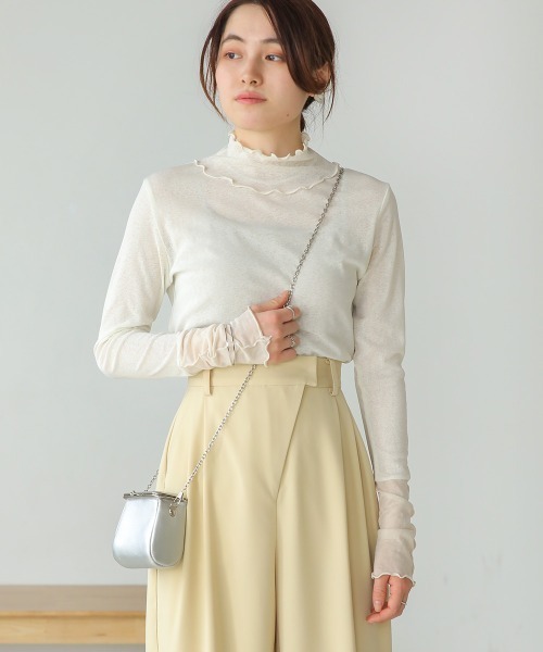 Bab（バブ）の「【新色追加】メロー袖切替ハイネックカットソー（Tシャツ/カットソー・レディース・ブラック/パープル/ブラウン/グリーン/ホワイト系その他/ピンク/ライトグレー・FREE）」の9枚目の写真