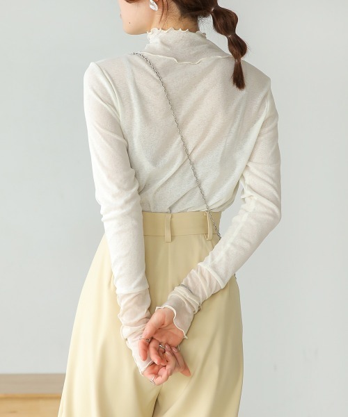 Bab（バブ）の「【新色追加】メロー袖切替ハイネックカットソー（Tシャツ/カットソー・レディース・ブラック/パープル/ブラウン/グリーン/ホワイト系その他/ピンク/ライトグレー・FREE）」の14枚目の写真