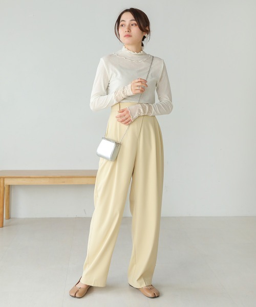 Bab（バブ）の「【新色追加】メロー袖切替ハイネックカットソー（Tシャツ/カットソー・レディース・ブラック/パープル/ブラウン/グリーン/ホワイト系その他/ピンク/ライトグレー・FREE）」の15枚目の写真