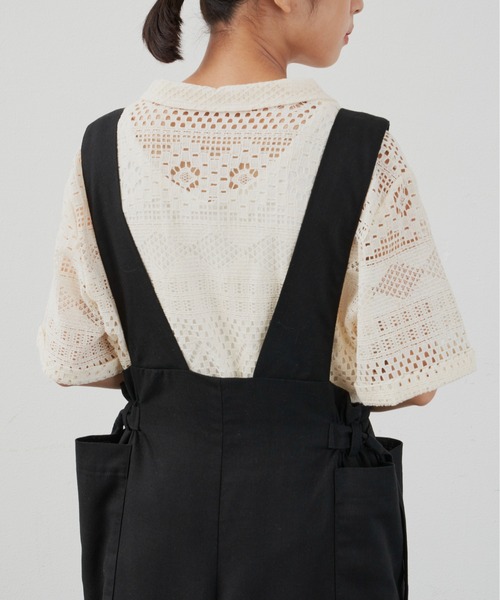 Libra Cue(リブラ キュー)の「“ドライタッチサロペット” ウエスト位置を高く見せてくれるデザインと、サラリとしたコットン素材が大人カジュアルを叶えるサロペット(サロペット/オーバーオール・レディース・ブラック/アイボリー・FREE)」の22枚目の写真