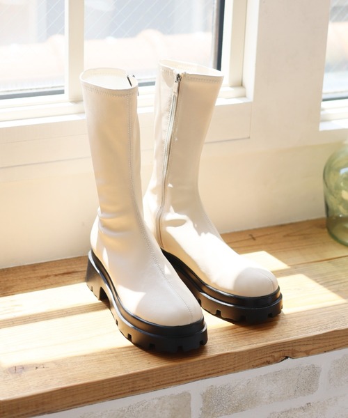 VIVIAN(ヴィヴィアン)の「厚底ストレッチミドルブーツ(ブーツ・レディース・ベージュ/ブラック/ダークブラウン/ナチュラル・LL/S/M/L)」の12枚目の写真