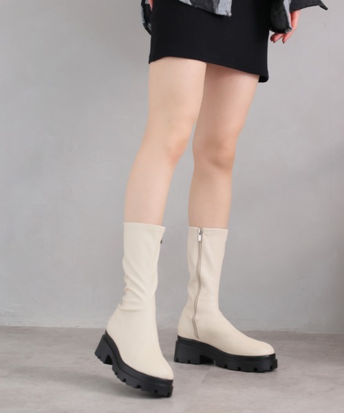 VIVIAN(ヴィヴィアン)の「厚底ストレッチミドルブーツ(ブーツ・レディース・ベージュ/ブラック/ダークブラウン/ナチュラル・LL/S/M/L)」の20枚目の写真