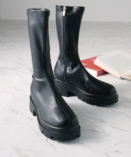 VIVIAN(ヴィヴィアン)の「厚底ストレッチミドルブーツ(ブーツ・レディース・ベージュ/ブラック/ダークブラウン/ナチュラル・LL/S/M/L)」の10枚目の写真