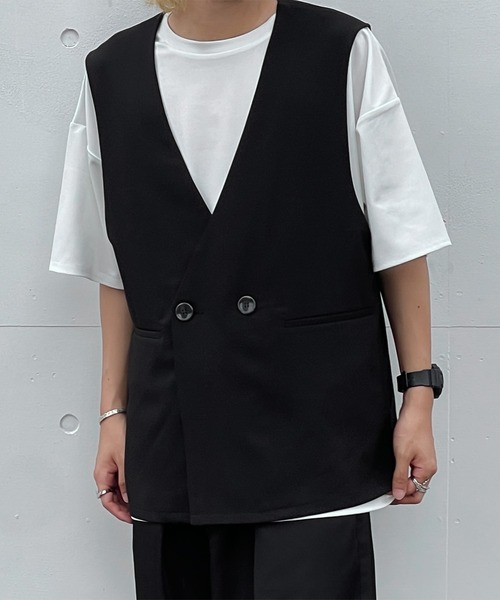 kutir（クティール）の「リネンライクジレベスト(セットアップで着用可)（ベスト・メンズ・ブラック/ネイビー/オフホワイト・MEDIUM/LARGE）」の2枚目の写真