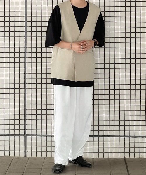 kutir（クティール）の「リネンライクジレベスト(セットアップで着用可)（ベスト・メンズ・ブラック/ネイビー/オフホワイト・MEDIUM/LARGE）」の22枚目の写真