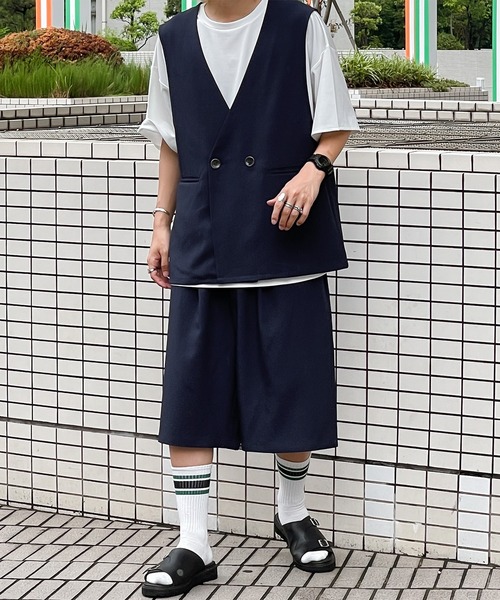 kutir（クティール）の「リネンライクジレベスト(セットアップで着用可)（ベスト・メンズ・ブラック/ネイビー/オフホワイト・MEDIUM/LARGE）」の16枚目の写真