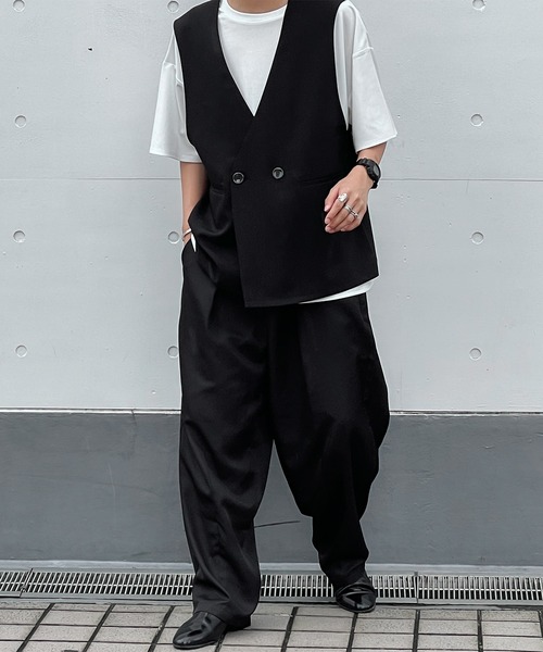 kutir（クティール）の「リネンライクジレベスト(セットアップで着用可)（ベスト・メンズ・ブラック/ネイビー/オフホワイト・MEDIUM/LARGE）」の19枚目の写真