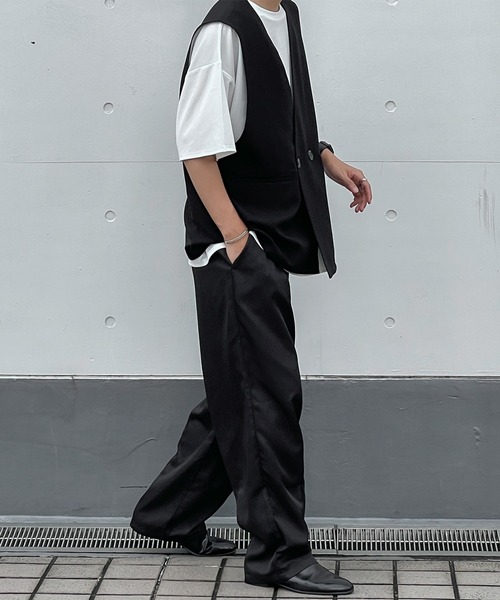 kutir（クティール）の「リネンライクジレベスト(セットアップで着用可)（ベスト・メンズ・ブラック/ネイビー/オフホワイト・MEDIUM/LARGE）」の6枚目の写真