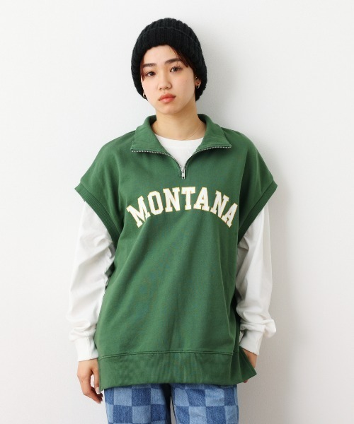 RODEO CROWNS WIDE BOWL（ロデオクラウンズワイドボウル）の「ハーフジップベストL/S Tシャツセット（Tシャツ/カットソー・レディース・チャコールグレー/杢グレー/グリーン・FREE）」の3枚目の写真