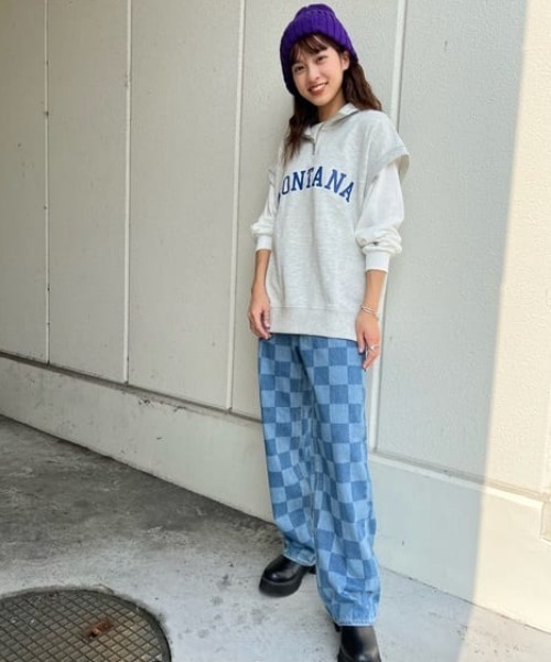 RODEO CROWNS WIDE BOWL（ロデオクラウンズワイドボウル）の「ハーフジップベストL/S Tシャツセット（Tシャツ/カットソー・レディース・チャコールグレー/杢グレー/グリーン・FREE）」の17枚目の写真