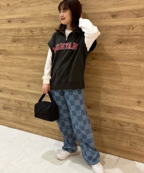 RODEO CROWNS WIDE BOWL（ロデオクラウンズワイドボウル）の「ハーフジップベストL/S Tシャツセット（Tシャツ/カットソー・レディース・チャコールグレー/杢グレー/グリーン・FREE）」の5枚目の写真