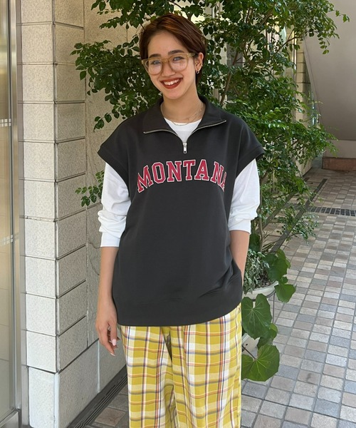 RODEO CROWNS WIDE BOWL（ロデオクラウンズワイドボウル）の「ハーフジップベストL/S Tシャツセット（Tシャツ/カットソー・レディース・チャコールグレー/杢グレー/グリーン・FREE）」の12枚目の写真
