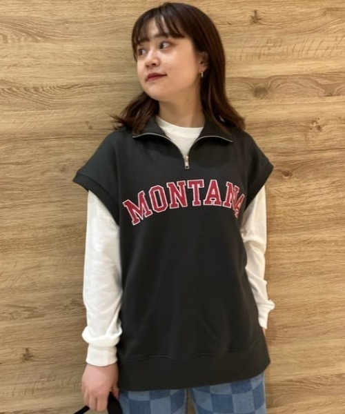 RODEO CROWNS WIDE BOWL（ロデオクラウンズワイドボウル）の「ハーフジップベストL/S Tシャツセット（Tシャツ/カットソー・レディース・チャコールグレー/杢グレー/グリーン・FREE）」の6枚目の写真
