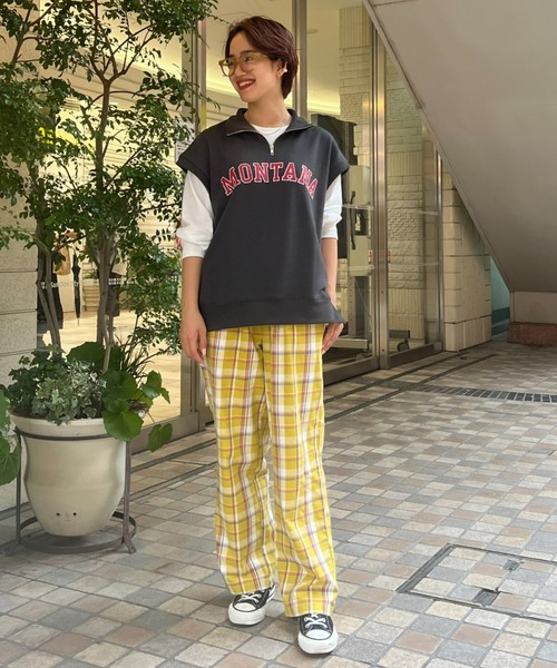 RODEO CROWNS WIDE BOWL（ロデオクラウンズワイドボウル）の「ハーフジップベストL/S Tシャツセット（Tシャツ/カットソー・レディース・チャコールグレー/杢グレー/グリーン・FREE）」の8枚目の写真