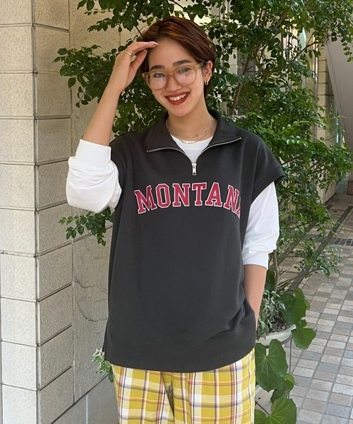 RODEO CROWNS WIDE BOWL（ロデオクラウンズワイドボウル）の「ハーフジップベストL/S Tシャツセット（Tシャツ/カットソー・レディース・チャコールグレー/杢グレー/グリーン・FREE）」の11枚目の写真