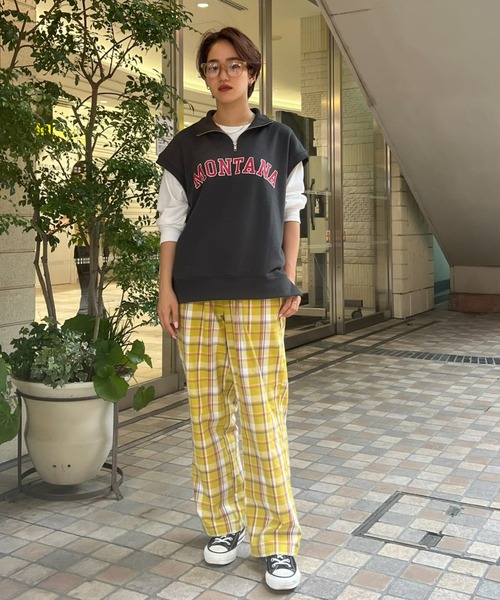 RODEO CROWNS WIDE BOWL（ロデオクラウンズワイドボウル）の「ハーフジップベストL/S Tシャツセット（Tシャツ/カットソー・レディース・チャコールグレー/杢グレー/グリーン・FREE）」の9枚目の写真