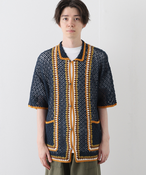 JOURNAL STANDARD(ジャーナルスタンダード)の「クロシェ編み 半袖オープンニットシャツ(シャツ/ブラウス・メンズ・アイボリー/マスタード/コバルトブルー・MEDIUM/LARGE)」の11枚目の写真