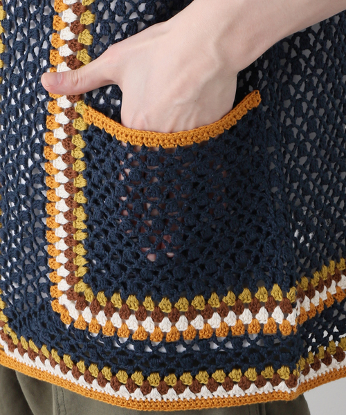 JOURNAL STANDARD(ジャーナルスタンダード)の「クロシェ編み 半袖オープンニットシャツ(シャツ/ブラウス・メンズ・アイボリー/マスタード/コバルトブルー・MEDIUM/LARGE)」の9枚目の写真