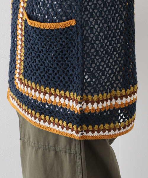 JOURNAL STANDARD(ジャーナルスタンダード)の「クロシェ編み 半袖オープンニットシャツ(シャツ/ブラウス・メンズ・アイボリー/マスタード/コバルトブルー・MEDIUM/LARGE)」の5枚目の写真