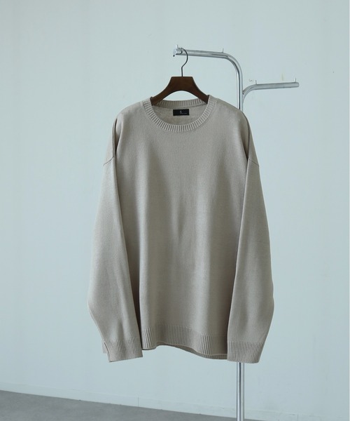 ZIP FIVE（ジップファイブ）の「【ZIP FIVE】 ベーシック オーバー クルーネック ニット / セーター（ニット/セーター・メンズ・ブラック/ダークグリーン/ベージュ/ネイビー/グレー/アイボリー・MEDIUM/LARGE/X-LARGE）」の5枚目の写真