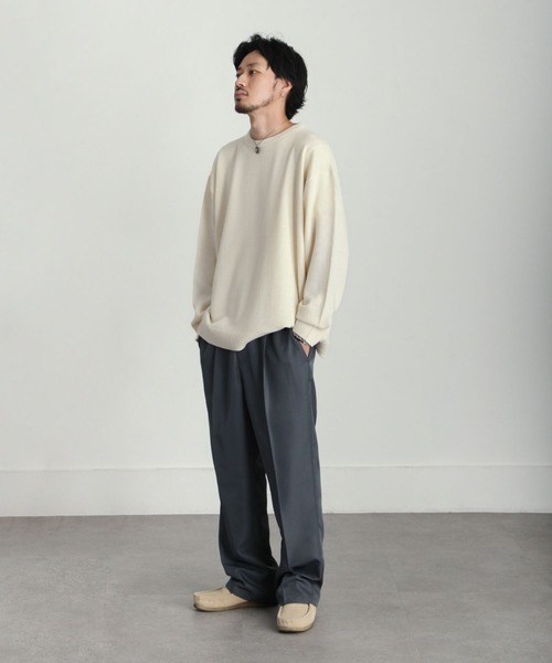 ZIP FIVE（ジップファイブ）の「【ZIP FIVE】 ベーシック オーバー クルーネック ニット / セーター（ニット/セーター・メンズ・ブラック/ダークグリーン/ベージュ/ネイビー/グレー/アイボリー・MEDIUM/LARGE/X-LARGE）」の8枚目の写真