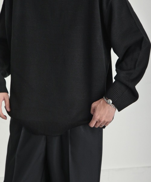 ZIP FIVE（ジップファイブ）の「【ZIP FIVE】 ベーシック オーバー クルーネック ニット / セーター（ニット/セーター・メンズ・ブラック/ダークグリーン/ベージュ/ネイビー/グレー/アイボリー・MEDIUM/LARGE/X-LARGE）」の11枚目の写真