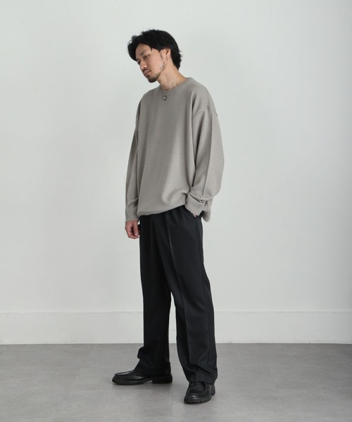 ZIP FIVE（ジップファイブ）の「【ZIP FIVE】 ベーシック オーバー クルーネック ニット / セーター（ニット/セーター・メンズ・ブラック/ダークグリーン/ベージュ/ネイビー/グレー/アイボリー・MEDIUM/LARGE/X-LARGE）」の22枚目の写真