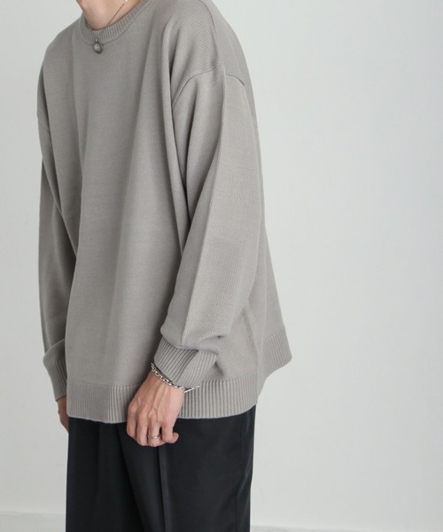 ZIP FIVE（ジップファイブ）の「【ZIP FIVE】 ベーシック オーバー クルーネック ニット / セーター（ニット/セーター・メンズ・ブラック/ダークグリーン/ベージュ/ネイビー/グレー/アイボリー・MEDIUM/LARGE/X-LARGE）」の9枚目の写真
