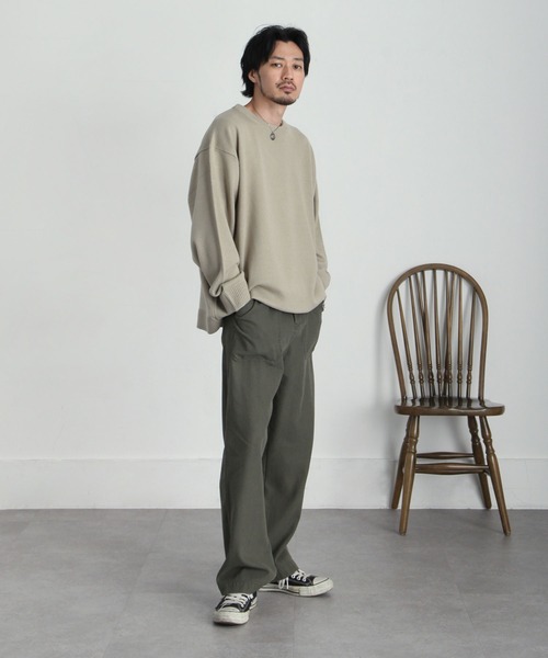 ZIP FIVE（ジップファイブ）の「【ZIP FIVE】 ベーシック オーバー クルーネック ニット / セーター（ニット/セーター・メンズ・ブラック/ダークグリーン/ベージュ/ネイビー/グレー/アイボリー・MEDIUM/LARGE/X-LARGE）」の12枚目の写真