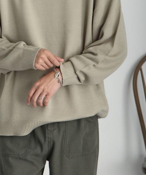 ZIP FIVE（ジップファイブ）の「【ZIP FIVE】 ベーシック オーバー クルーネック ニット / セーター（ニット/セーター・メンズ・ブラック/ダークグリーン/ベージュ/ネイビー/グレー/アイボリー・MEDIUM/LARGE/X-LARGE）」の16枚目の写真