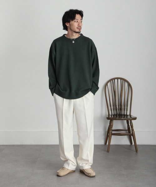 ZIP FIVE（ジップファイブ）の「【ZIP FIVE】 ベーシック オーバー クルーネック ニット / セーター（ニット/セーター・メンズ・ブラック/ダークグリーン/ベージュ/ネイビー/グレー/アイボリー・MEDIUM/LARGE/X-LARGE）」の17枚目の写真