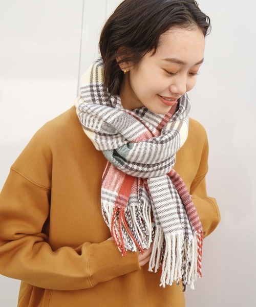 niko and...（ニコアンド）の「オリジナルチェックストール（ストール/ショール・レディース・ネイビー/グレー/オフホワイト/ピンク/ベビーピンク/サックスブルー/キャメル/チャコール・0）」の22枚目の写真