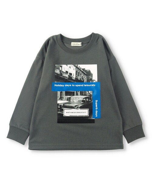 BRANSHES（ブランシェス）の「【bコレ】グラフィック長袖Tシャツ ロンT<br>（Tシャツ/カットソー・キッズ・カラフル/アイボリー/オリーブ/ブルーグレー/ブラック/ブルー/オフホワイト/キャメル/ライトグレー/チャコールグレー/ベージュ・100/140/110/150/120/160/130）」の4枚目の写真