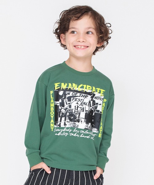 BRANSHES（ブランシェス）の「【bコレ】グラフィック長袖Tシャツ ロンT<br>（Tシャツ/カットソー・キッズ・カラフル/アイボリー/オリーブ/ブルーグレー/ブラック/ブルー/オフホワイト/キャメル/ライトグレー/チャコールグレー/ベージュ・100/140/110/150/120/160/130）」の8枚目の写真