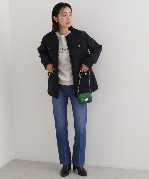 NATURAL BEAUTY BASIC(ナチュラルビューティーベーシック)の「ロゴ裏毛プルオーバー(スウェット・レディース・チャコールグレー/グレー/オフホワイト・MEDIUM)」の6枚目の写真