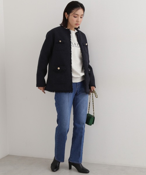 NATURAL BEAUTY BASIC(ナチュラルビューティーベーシック)の「ロゴ裏毛プルオーバー(スウェット・レディース・チャコールグレー/グレー/オフホワイト・MEDIUM)」の7枚目の写真