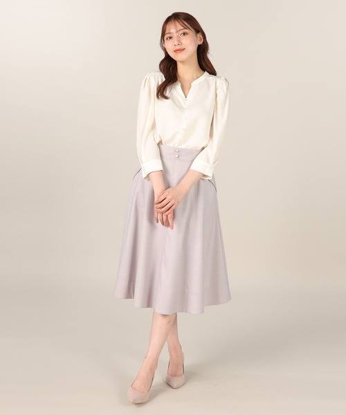 LAISSE PASSE（レッセパッセ）の「フロントボタンカラースカート（スカート・レディース・キナリ/チョコ/ライトピンク/ライトグレー/ネイビー/ベージュ・LARGE/MEDIUM/X-SMALL/SMALL）」の3枚目の写真