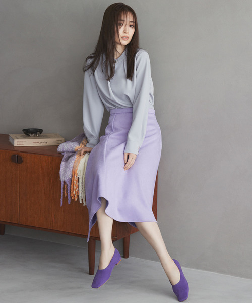 VIS（ビス）の「【EASY CARE】ビッグ釦バンドカラーシャツ（シャツ/ブラウス・レディース・ダークブラウン/サックスブルー/キナリ・FREE）」の20枚目の写真