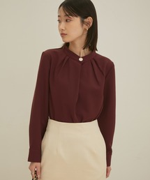 【EASY CARE】ビッグ釦バンドカラーシャツ