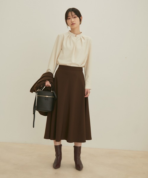 VIS（ビス）の「【EASY CARE】ビッグ釦バンドカラーシャツ（シャツ/ブラウス・レディース・ダークブラウン/サックスブルー/キナリ・FREE）」の10枚目の写真