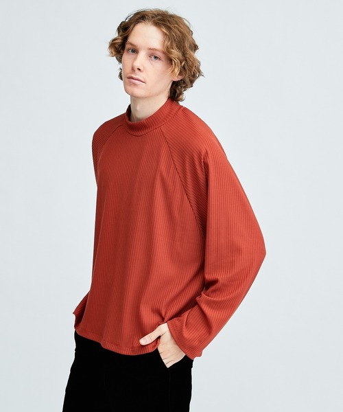 Lui's(ルイス)の「VISCOSE混ストレッチモックネックプルオーバー(Tシャツ/カットソー・メンズ・ホワイト/ブラック/ブラウン・FREE)」の1枚目の写真